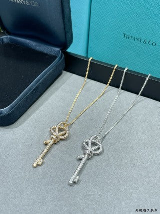 Tiffany T Knot Key Pendant with Full Diamond Pavé