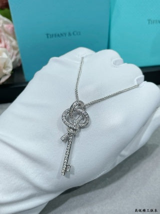 Tiffany T Knot Key Pendant with Full Diamond Pavé