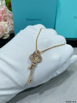 Tiffany T Knot Key Pendant with Full Diamond Pavé