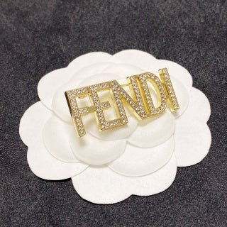 FENDI Crystal Logo Statement Brooch