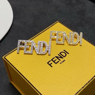 FENDI Crystal Logo Statement Brooch