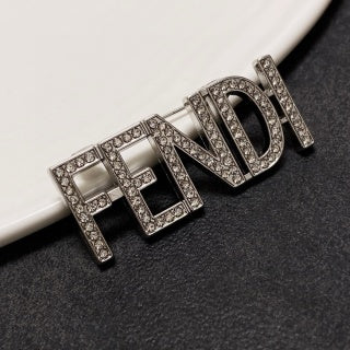 FENDI Crystal Logo Statement Brooch