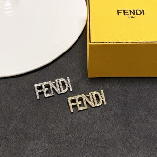 FENDI Crystal Logo Statement Brooch