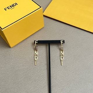 FENDI Vertical Logo Drop Stud Earrings