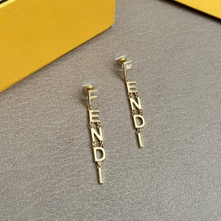 FENDI Vertical Logo Drop Stud Earrings