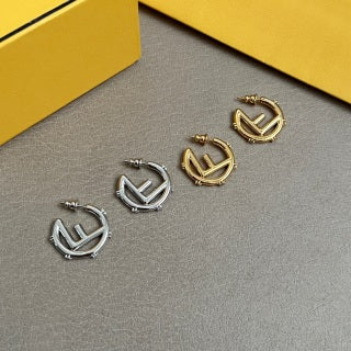 FENDI FF Mini Charm Hoop Stud Earrings