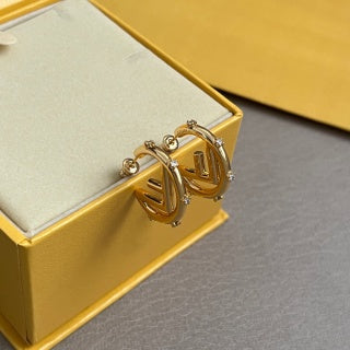 FENDI FF Mini Charm Hoop Stud Earrings