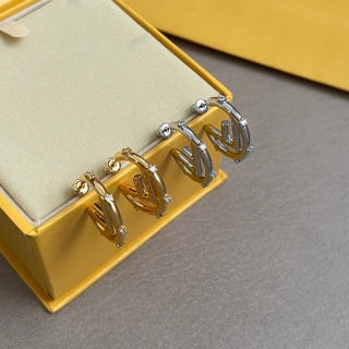 FENDI FF Mini Charm Hoop Stud Earrings
