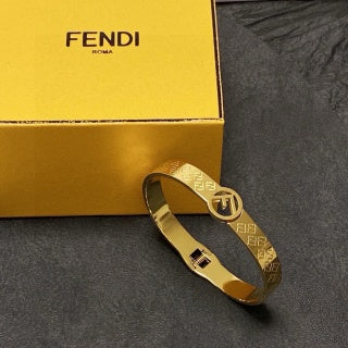 FENDI FF Engraved Oval Cuff Bracelet