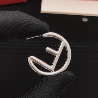 Fendi Aria FF Open Circle Hoop Earrings