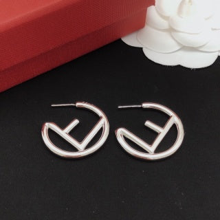 Fendi Aria FF Open Circle Hoop Earrings