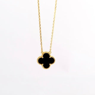 Van Cleef & Arpels Onyx Alhambra Clover Pendant Necklace