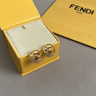 FENDI Sculpted FF Dome Stud Earrings