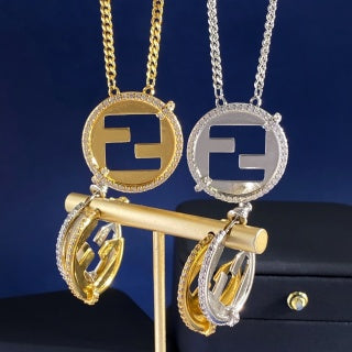 FENDI FF Crescent Hoop Stud Earrings