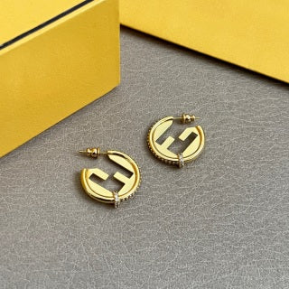 FENDI FF Circle Emblem Stud Earrings