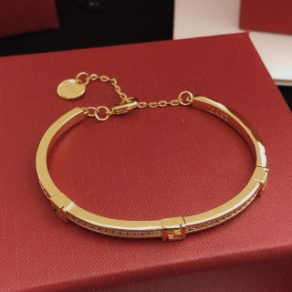 Fendi Celestia FF Pavé Line Cuff Bracelet