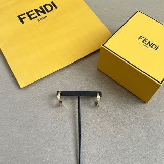 FENDI Crystal FF Drop Hoop Stud Earrings