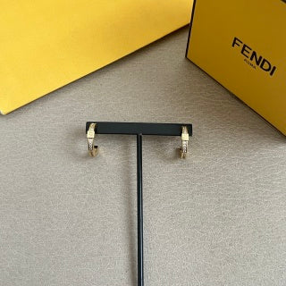 FENDI Crystal FF Drop Hoop Stud Earrings