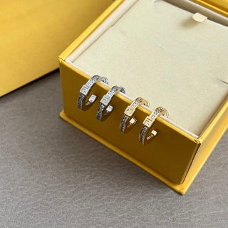 FENDI Crystal FF Drop Hoop Stud Earrings