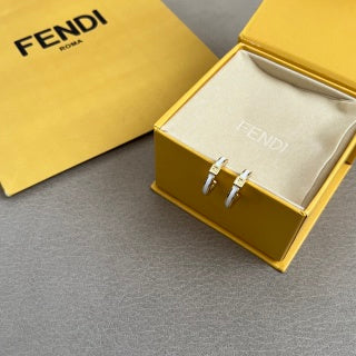 Fendi Celine FF Curve Logo Stud Earrings