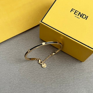 Fendi Liora FF Chain Accent Cuff Bracelet