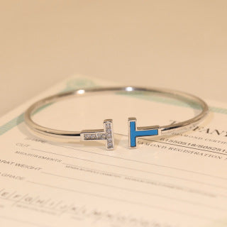 Tiffany T Enamel Diamond Wire Bracelet – Modern Luxury Jewelry