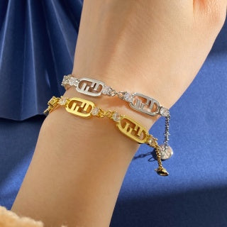 Fendi Alora FF Link Charm Bracelet