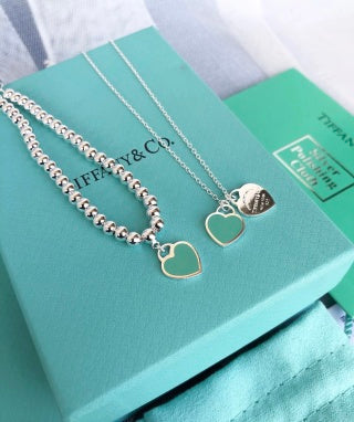 Tiffany Heart Tag Double Charm Necklace – Elegant Luxury Jewelry