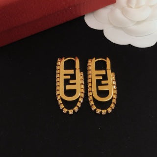 Fendi Velora FF Pavé Emblem Stud Earrings