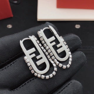 Fendi Velora FF Pavé Emblem Stud Earrings