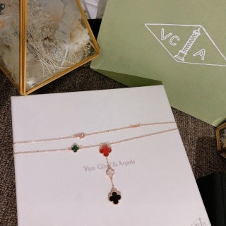Van Cleef & Arpels Tricolor Clover Cascade Necklace