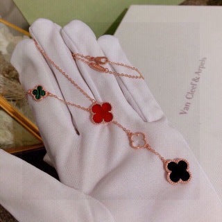 Van Cleef & Arpels Tricolor Clover Cascade Necklace