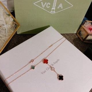 Van Cleef & Arpels Tricolor Clover Cascade Necklace