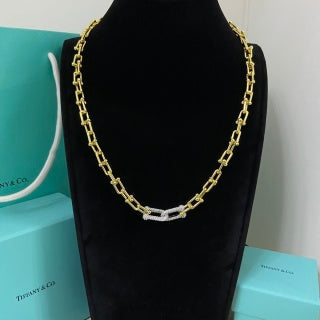 Tiffany two-section diamond-set U-shaped rivet necklace