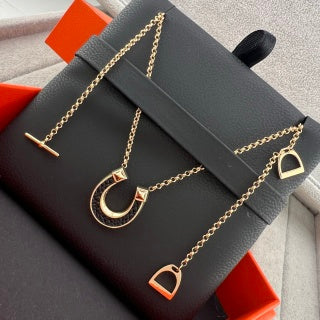 Hermès Mini Pop H Horseshoe Enamel Pendant Necklace