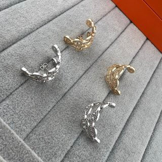 Hermès Chaine d’Ancre Pavé Sculptural Hoop Earrings