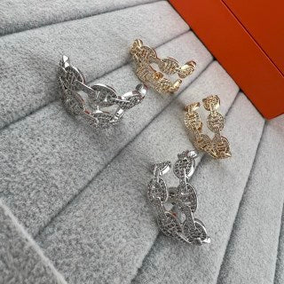 Hermès Chaine d’Ancre Pavé Sculptural Hoop Earrings