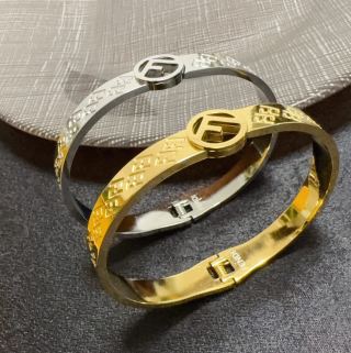 Fendi Orvella FF Engraved Logo Bangle Bracelet