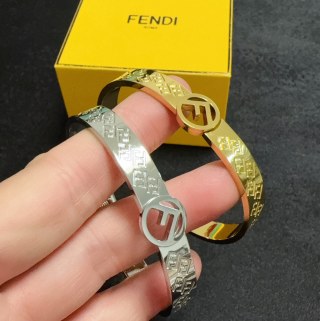 Fendi Orvella FF Engraved Logo Bangle Bracelet