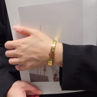 Fendi Orvella FF Engraved Logo Bangle Bracelet