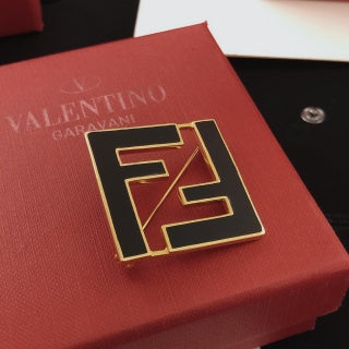 Fendi Arven FF Square Emblem Brooch
