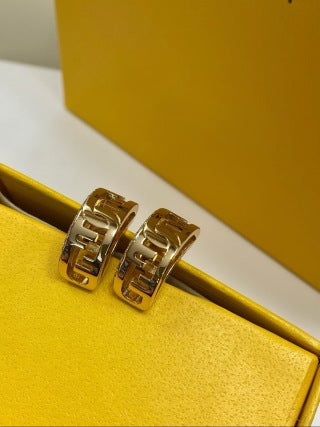 Fendi Aurea Crescent Crystal Accent Stud Earrings