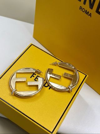 Fendi Solara FF Open Hoop Earrings