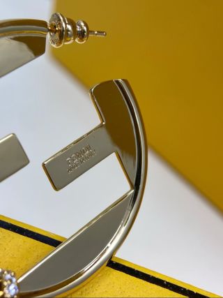 Fendi Solara FF Open Hoop Earrings