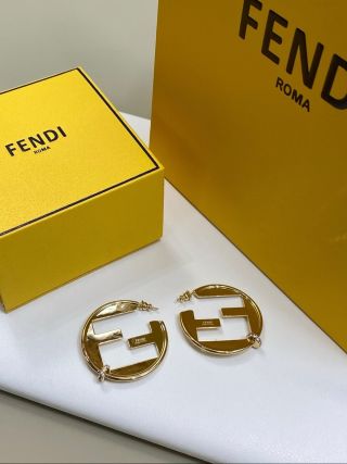 Fendi Solara FF Open Hoop Earrings