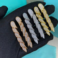 Tiffany long feather stud earrings with full pavé diamonds
