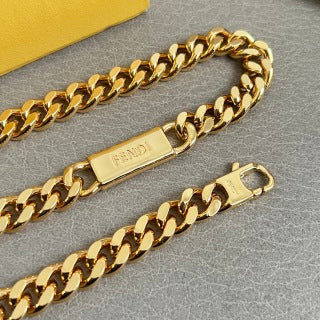 Fendi Varello FF Plate Link Necklace
