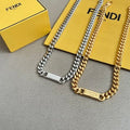 Fendi Varello FF Plate Link Necklace