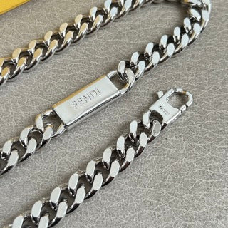 Fendi Varello FF Plate Link Necklace