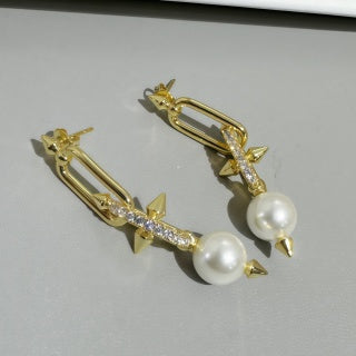 Tiffany Diamond-Set Stud and Pearl Drop Earrings